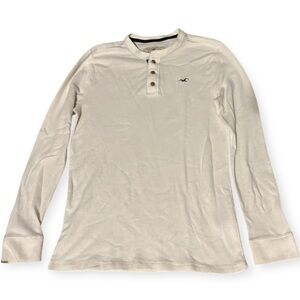 Hollister Cream Henley Waffle Pattern Vintage Shirt Size Small